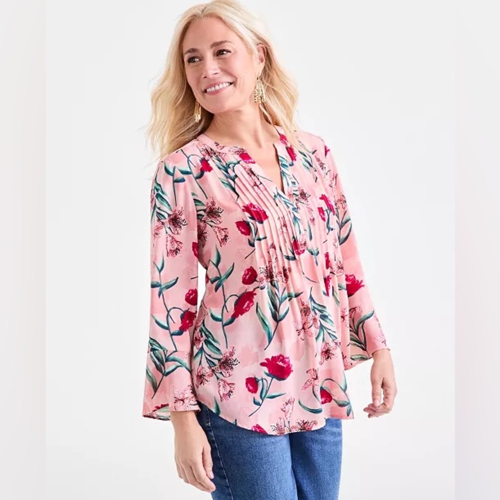 Style & Co nwt size XL Pleated Floral Print Top
